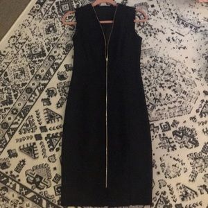 Black Tahari dress with gold zipper